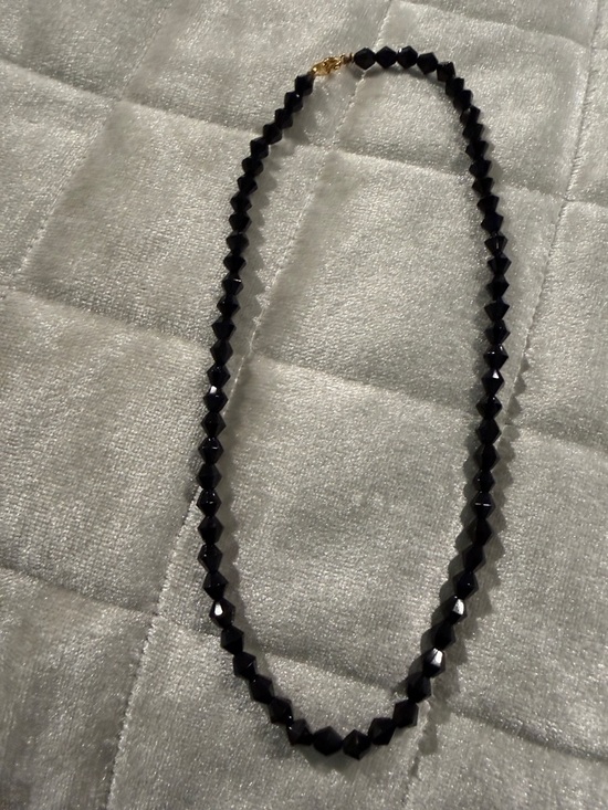 Jewelry - Black Faceted Acrylic Bead Necklace with Gold Clasp - Women Jewelry